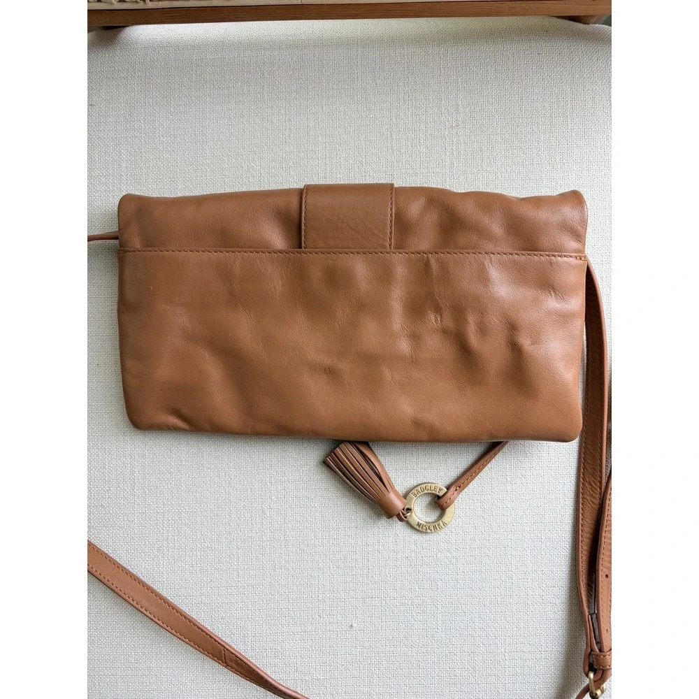 Badgley Mishka Campaign‎ Foldover Clutch Cognac Leather Convertible EUC